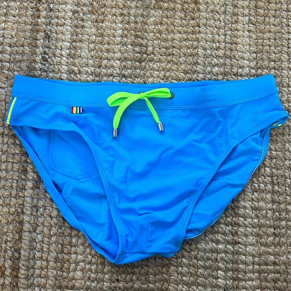 Brazilian Speedo Swim Briefs - blue and pride design - Brand New - Picture 1 of 3